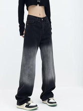 Low Waist Washed Straight-Fit Wide-Leg Jeans